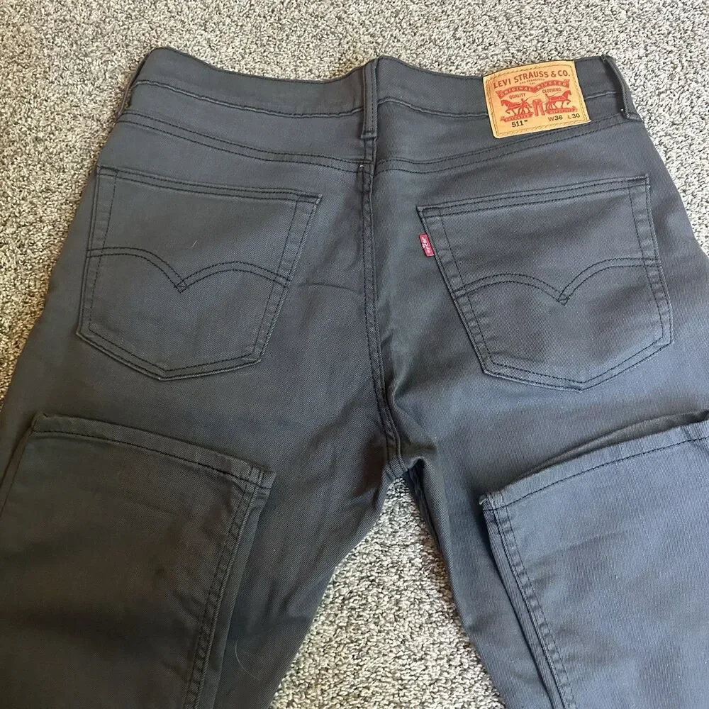 Levi's Mens 511 Slim Fit Mineral Black Jeans 36x30 Charcoal Preppy Stretch